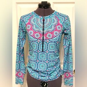 Athleta Fiji Henna Ruched Side Rash Guard